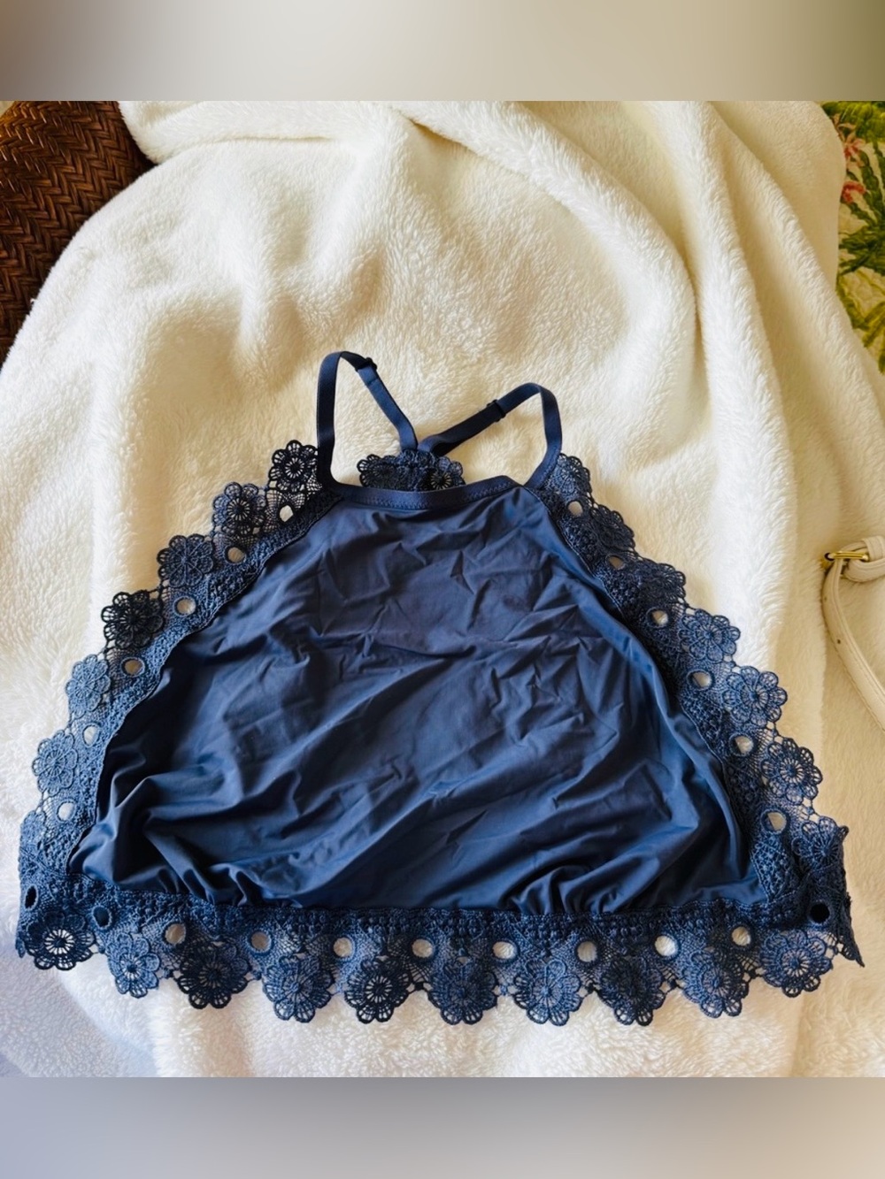 Sale-NWOT-Aerie Navy Lace High-Neck Bralette
